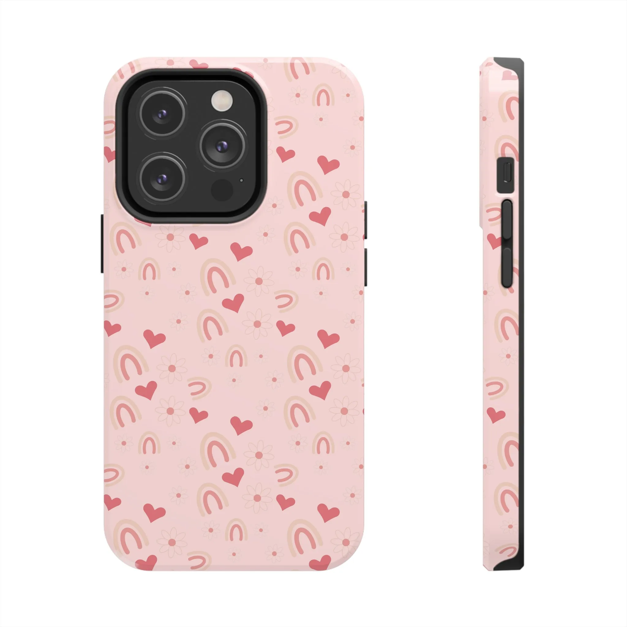 Daisy and Pink Boho2 Rainbow print Design Tough Phone Case compatible with a large variety of iPhone models, Gift, Phone Case