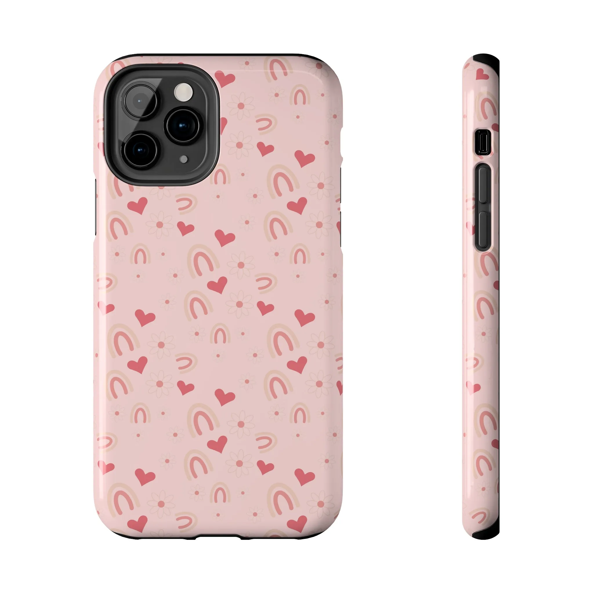 Daisy and Pink Boho2 Rainbow print Design Tough Phone Case compatible with a large variety of iPhone models, Gift, Phone Case