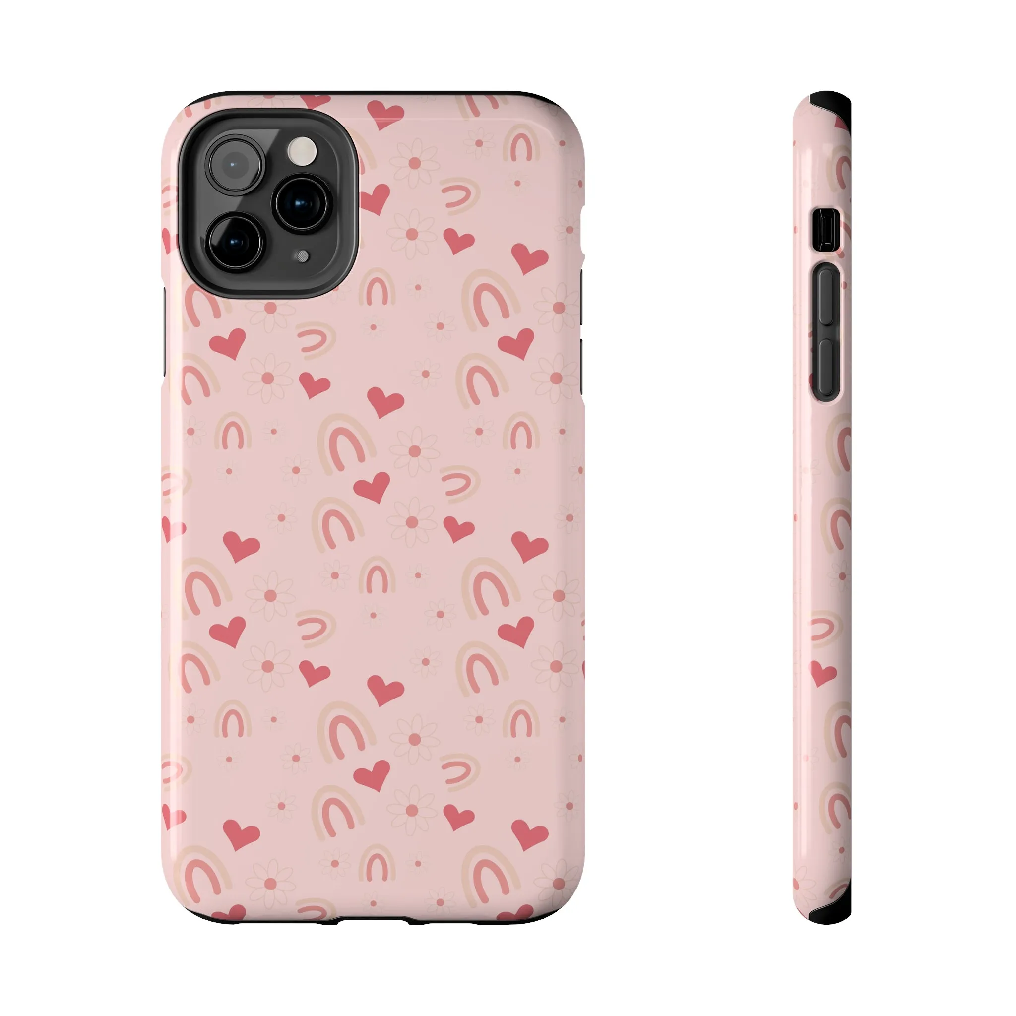 Daisy and Pink Boho2 Rainbow print Design Tough Phone Case compatible with a large variety of iPhone models, Gift, Phone Case