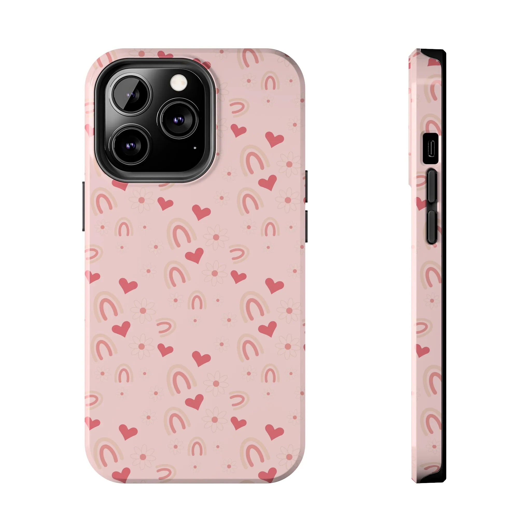 Daisy and Pink Boho2 Rainbow print Design Tough Phone Case compatible with a large variety of iPhone models, Gift, Phone Case