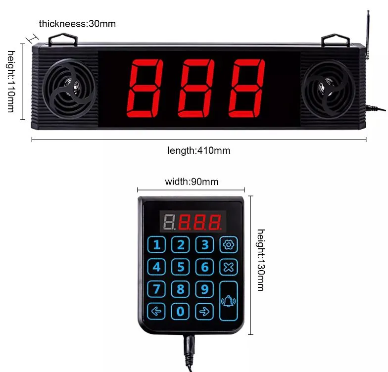 DAYTECH Wireless Number Display Restaurant Pager System with Double Loudspeakers Up to 200m Long Range Queue Number Waiting Calling System for Restaurant, Cafe, Clinic, Bank | CK03US