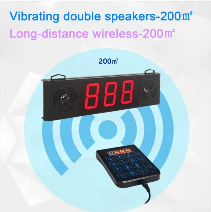 DAYTECH Wireless Number Display Restaurant Pager System with Double Loudspeakers Up to 200m Long Range Queue Number Waiting Calling System for Restaurant, Cafe, Clinic, Bank | CK03US