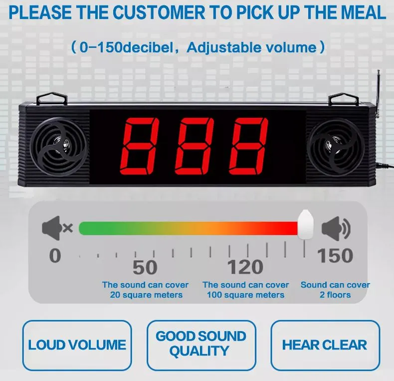 DAYTECH Wireless Number Display Restaurant Pager System with Double Loudspeakers Up to 200m Long Range Queue Number Waiting Calling System for Restaurant, Cafe, Clinic, Bank | CK03US