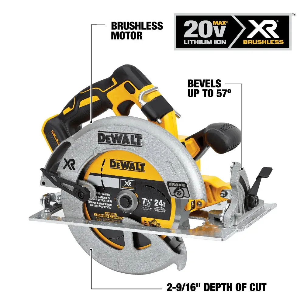 DeWalt 20V MAX* XR‚® 7-1/4" Cordless Circular Saw, (Tool Only)