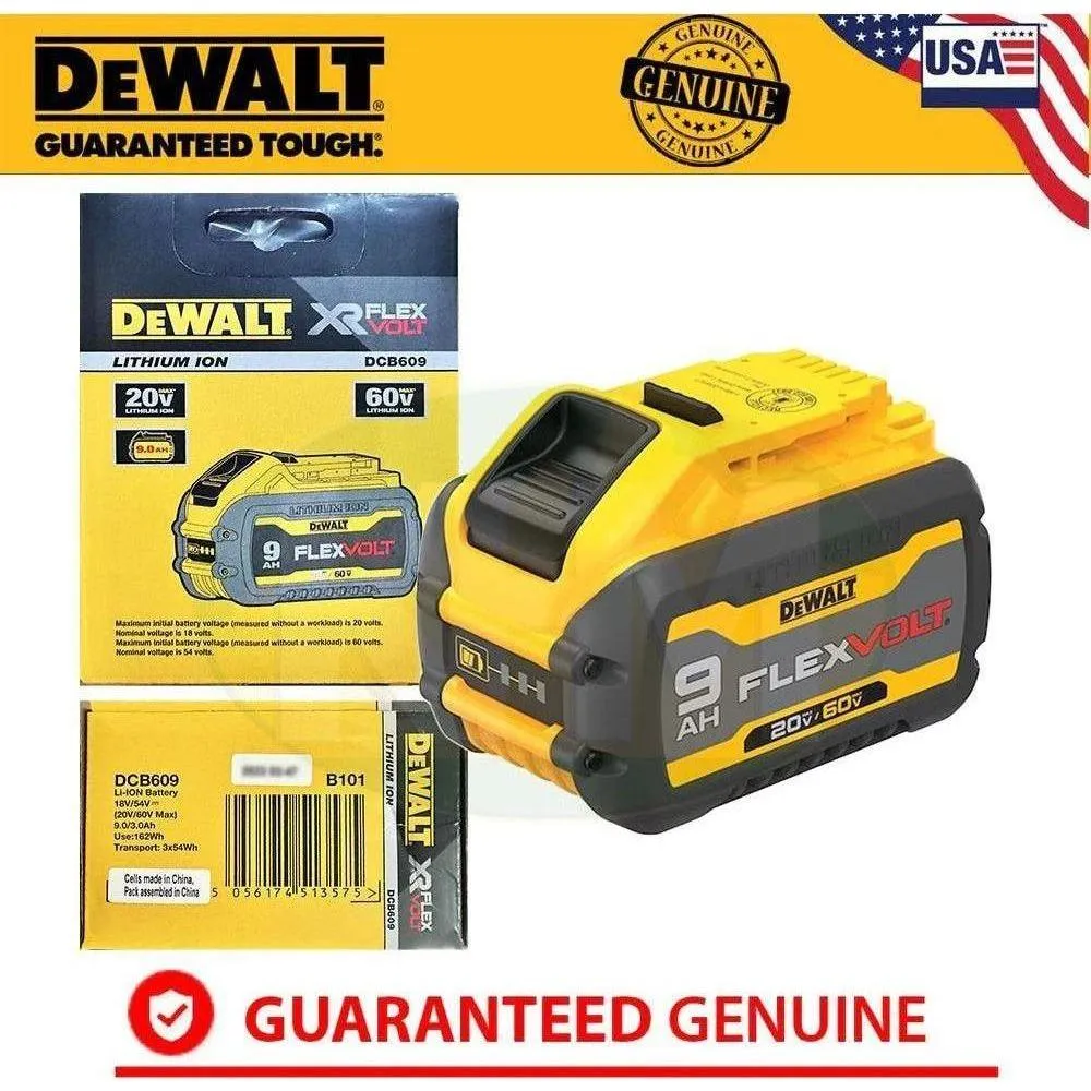 Dewalt DCB609 20V/60V Flexvolt Lithium Ion Battery (9.0Ah)