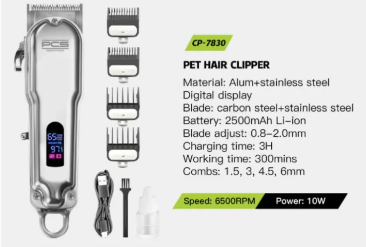 Dog Groomer Pro Range Clipper Digital Display Cordless 300mins Work Time