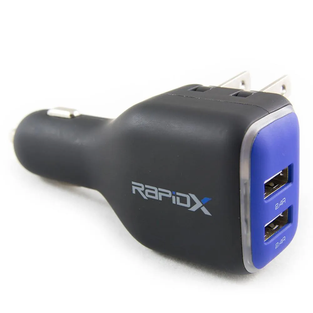 DualX Wall & Car Charger - Blue