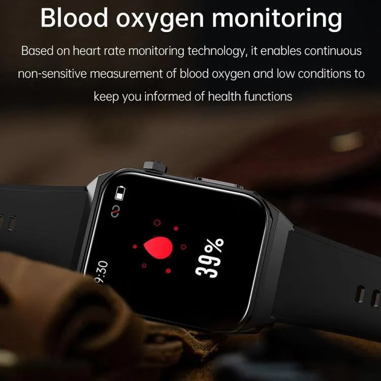 E530 Smart Watch with IP68 Waterproof Leather Band, ECG Monitoring and Non-Invasive Blood Sugar Support