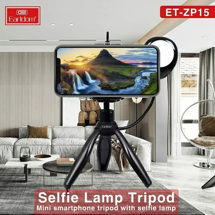 Earldom (ET-ZP15) 360 Degree Rotate Mini Smartphone Tripod with Selfie Lamp