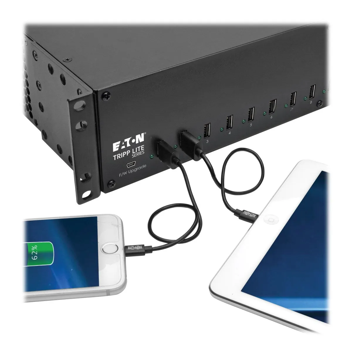 Eaton Tripp Lite Series 16-Port Usb Charging Station With Syncing, 230V, 5V 40A (200W) Usb Charger Output, 2U Rack-Mount