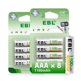 EBL Rechargeable AAA Ni-MH Batteries 1100mAh Retail Pacakge