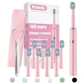 Electric Toothbrush With Tongue Scraper And 8 Brush Heads (Various)