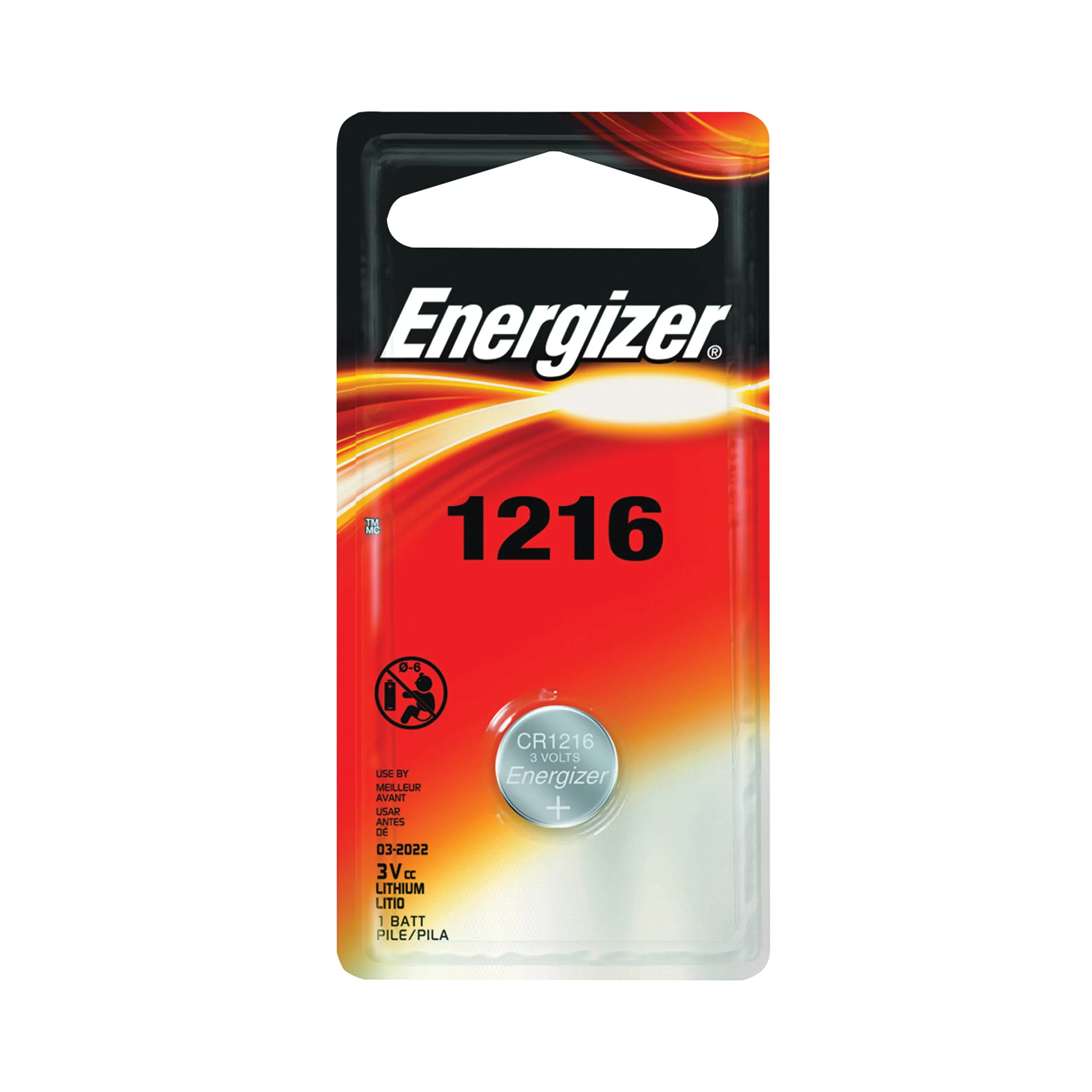 Energizer ECR1216BP Coin Cell Battery, 3 V Battery, 25 mAh, CR1216 Battery, Lithium, Manganese Dioxide