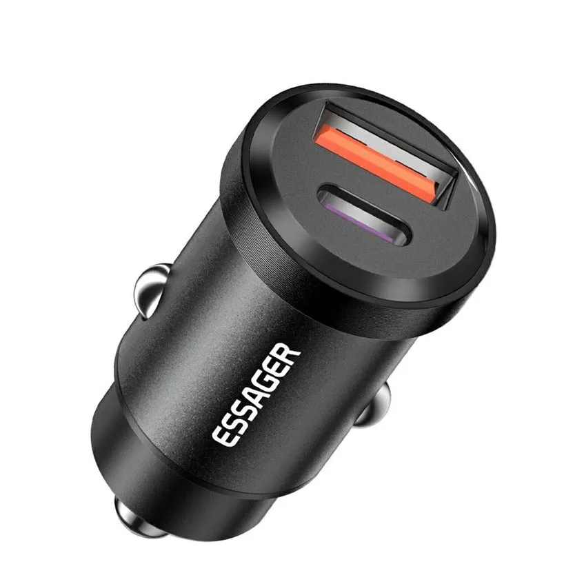 Essager - (30W) USB A / USB C car charger PD 3.0 / QC 3.0 - Black