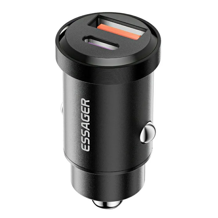 Essager - (30W) USB A / USB C car charger PD 3.0 / QC 3.0 - Black