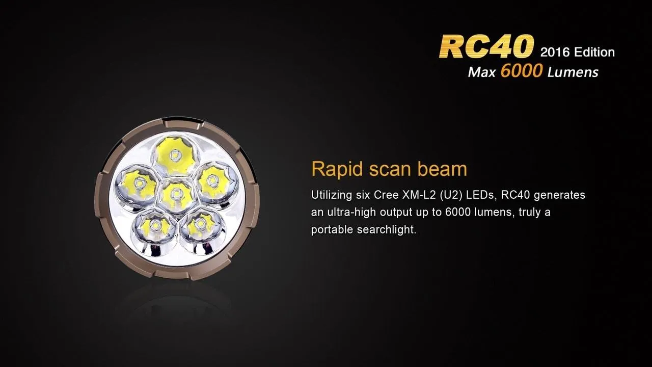 Fenix RC40 XM-L U2 Rechargable LED Flashlight 6000 Lumens