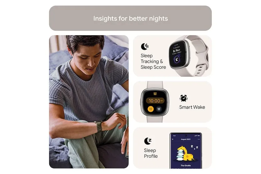 Fitbit Sense 2 Smartwatch Lunar White & Platinum