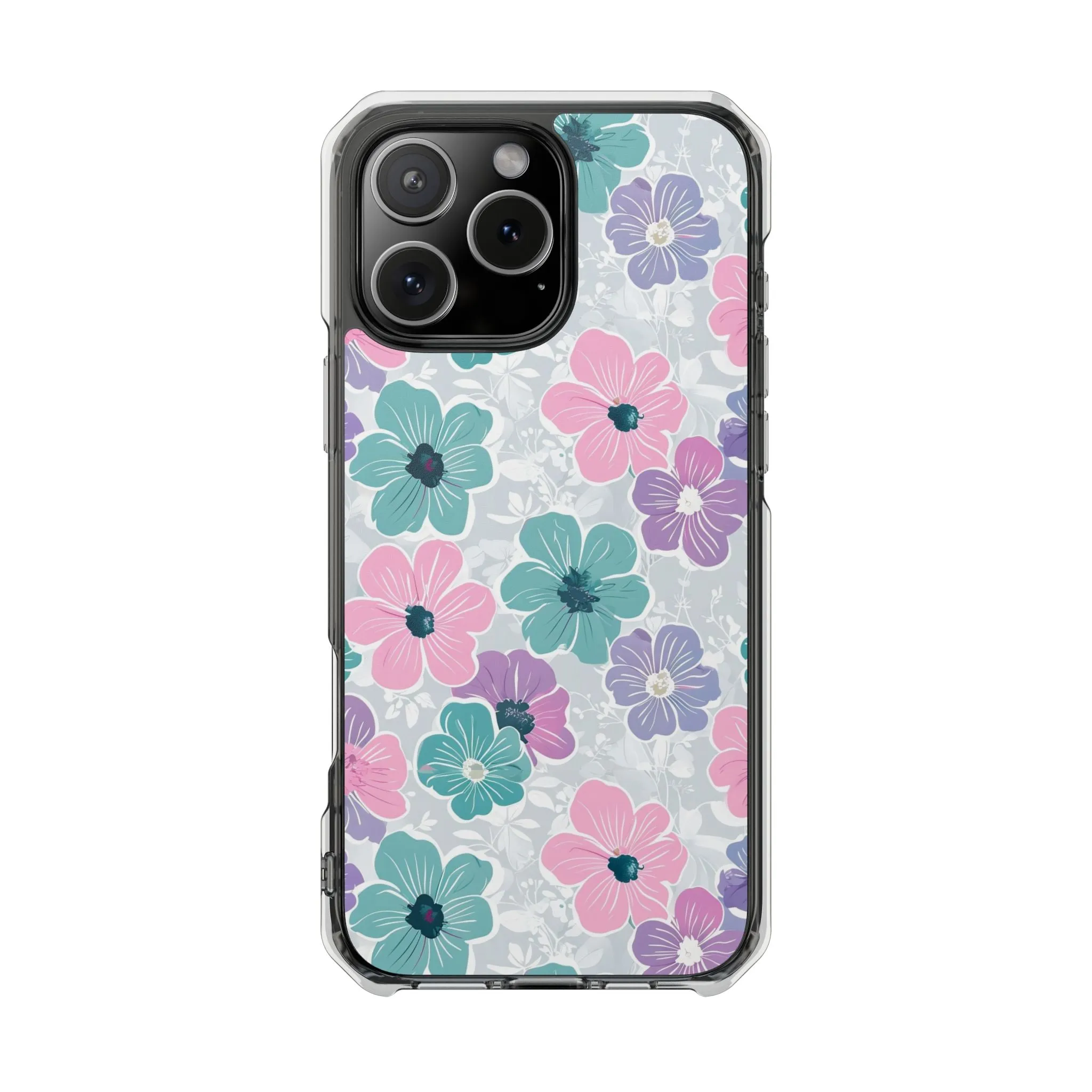 Floral Phone Case, Vibrant Flower Design, Magnetic Clear Impact Cases for Protection, Spring Vibes, Gift for Her, Cute Phone Cover