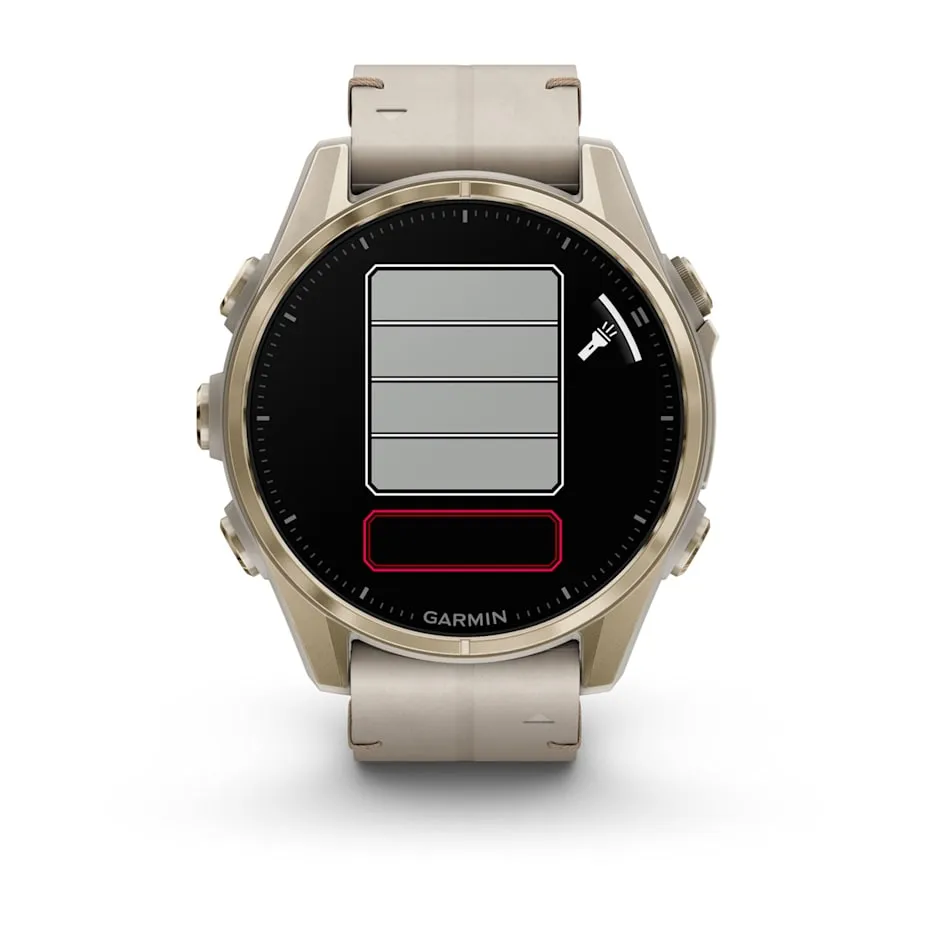 fēnix® 8 – 43 mm | AMOLED - Sapphire, Soft Gold with Limestone Leather Band