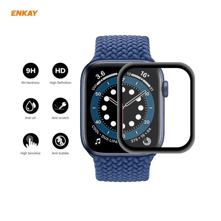 For Apple Watch 6/5/4/SE 40mm ENKAY Hat-Prince 0.2mm 9H Surface Hardness 3D Explosion-proof Aluminum Alloy Edge Full Screen Tempered Glass Screen Film