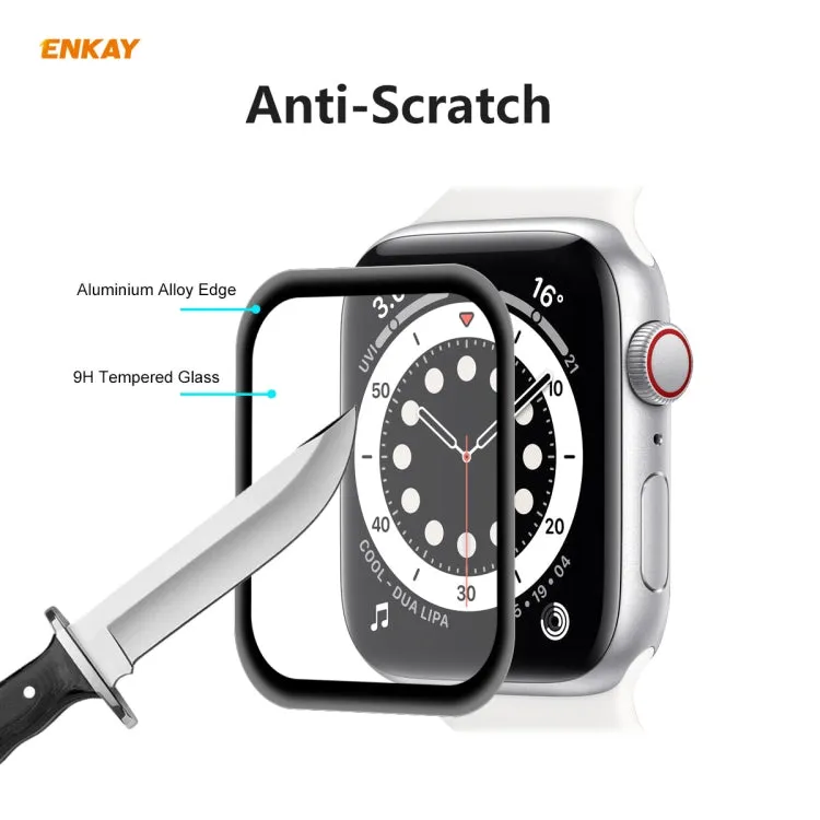 For Apple Watch 6/5/4/SE 40mm ENKAY Hat-Prince 0.2mm 9H Surface Hardness 3D Explosion-proof Aluminum Alloy Edge Full Screen Tempered Glass Screen Film