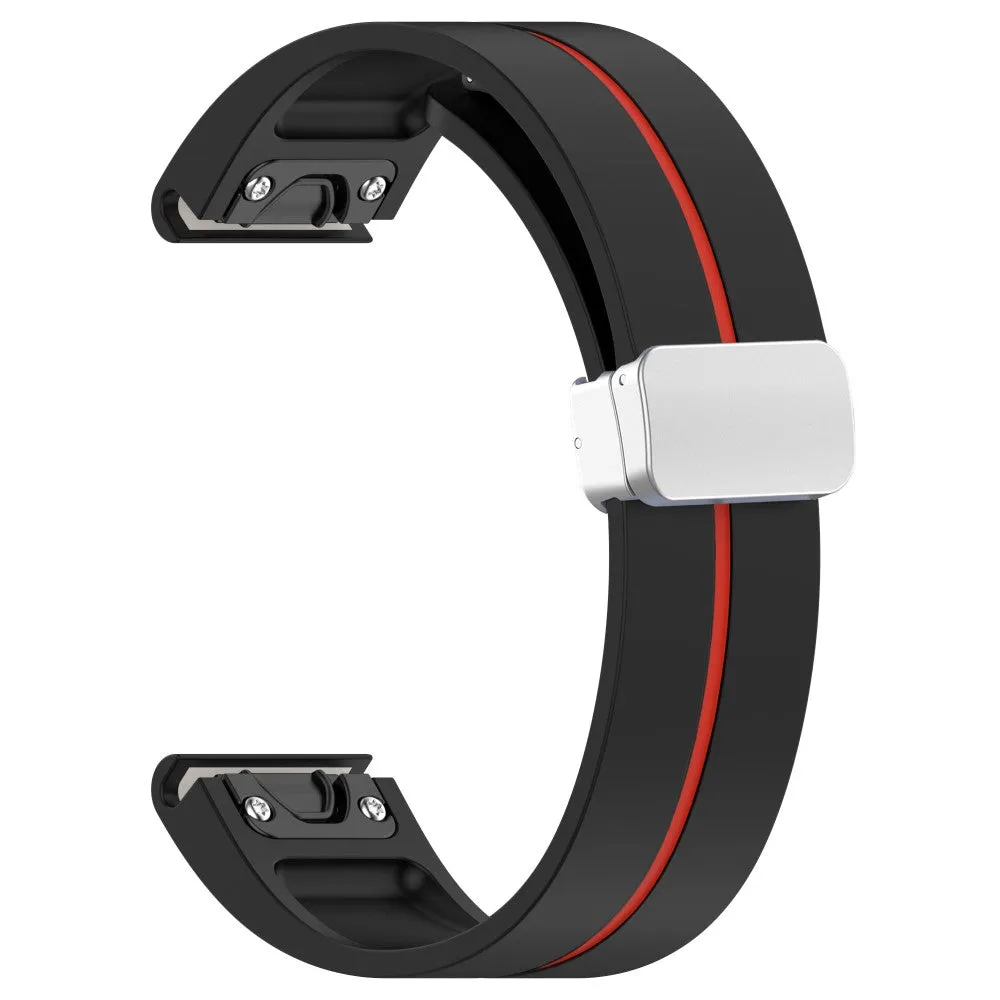 Garmin Epix Pro (42 mm) Silicone sports bracelet with magnetic clasp - Black / Red