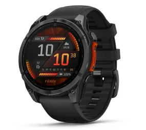 Garmin fenix 8 GPS Watch 47 mm  Sapphire Carbon Gray DLC Titanium with Black/Pebble Gray Silicone