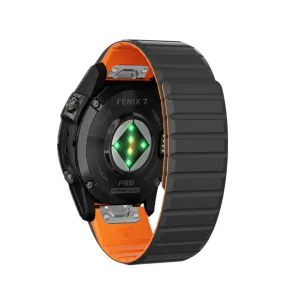 Garmin Instinct Solar Camo Magnetic Silicone Dual Color Bracelet with 22mm quick release (joint circumference: 170-230mm) - Black / Orange