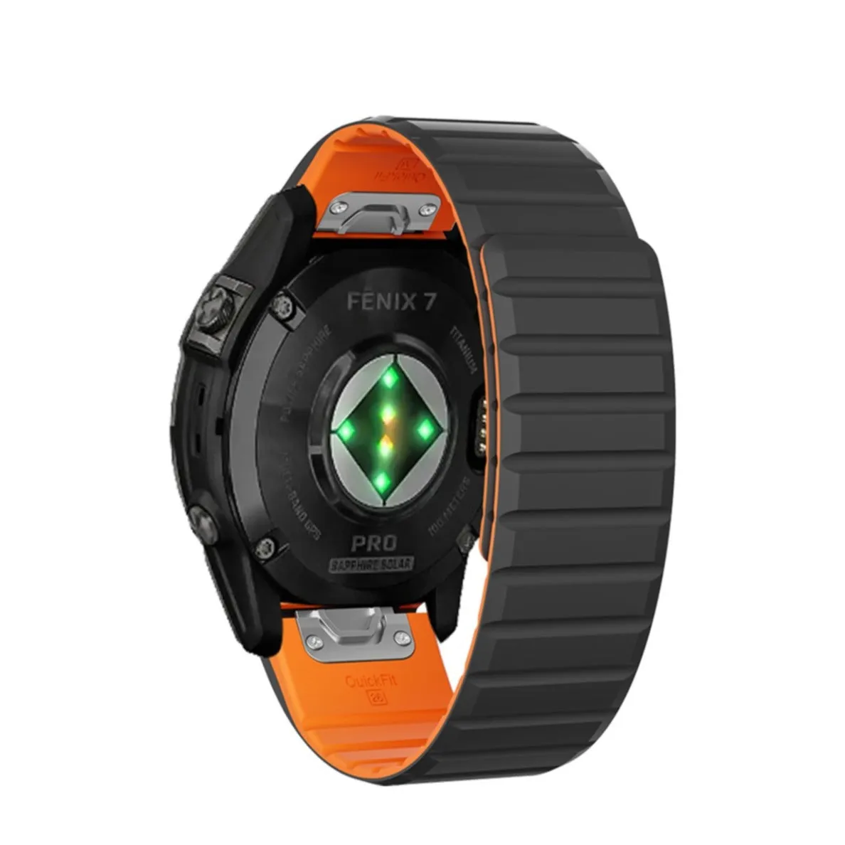 Garmin Instinct Solar Camo Magnetic Silicone Dual Color Bracelet with 22mm quick release (joint circumference: 170-230mm) - Black / Orange