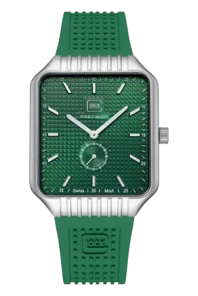 Gent's Silver Steel Glock Watch with Green Rectangular Dial