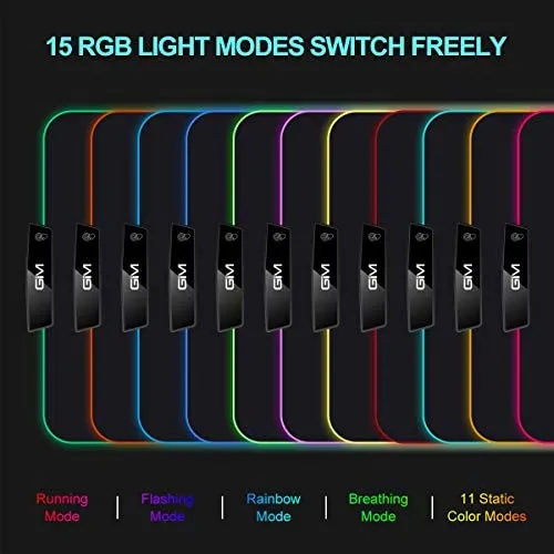 GIM LED Gaming Mouse Pad Mad with 15 Lighting Modes for Gamer,Office and Home(13.8 x 9.8 x 0.2 Inch)