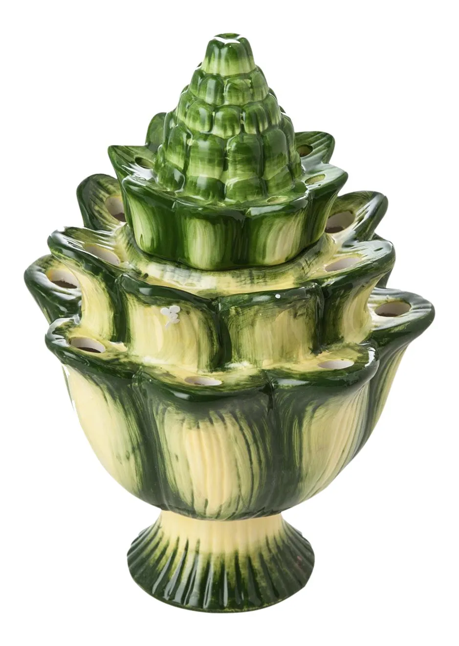 Green Artichoke Majolica Tulipiere Flower Vase