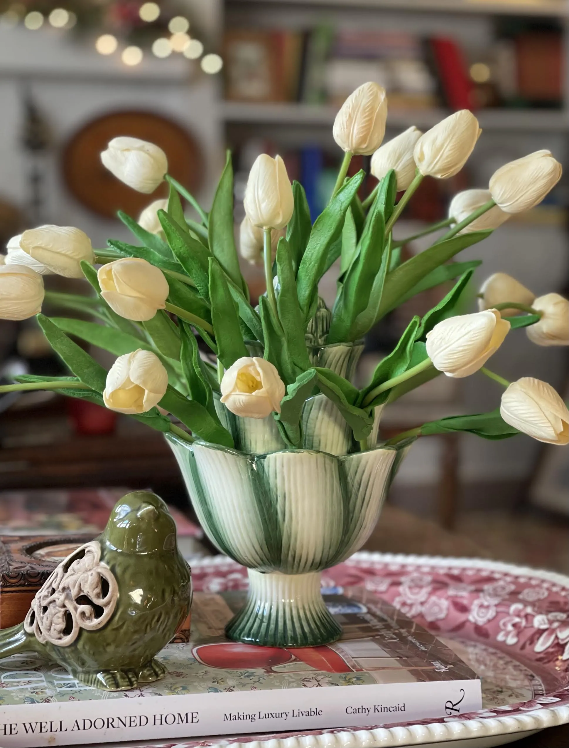 Green Artichoke Majolica Tulipiere Flower Vase