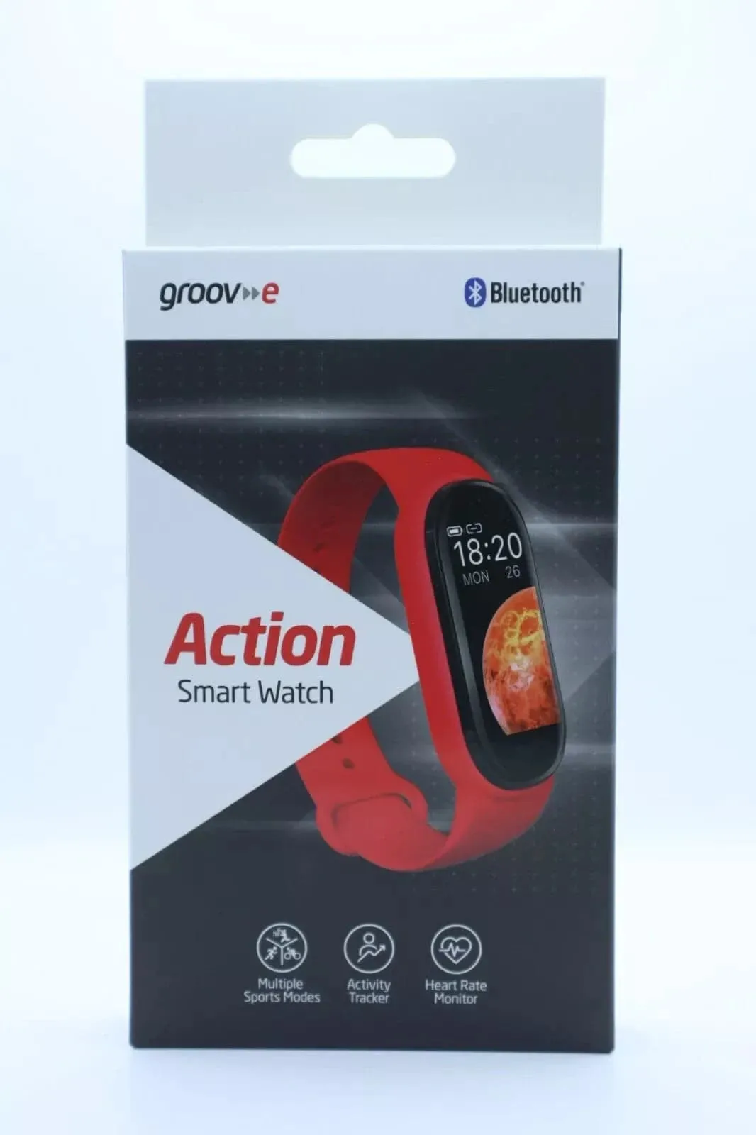 Groov e Action Bluetooth Smart Fitness Watch Red Activity Tracker Heart Rate