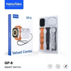 Haino Teko Germany GP8 Smart Watch Ultra with Two Set Strap and Bluetooth Wireless Earphone Combo