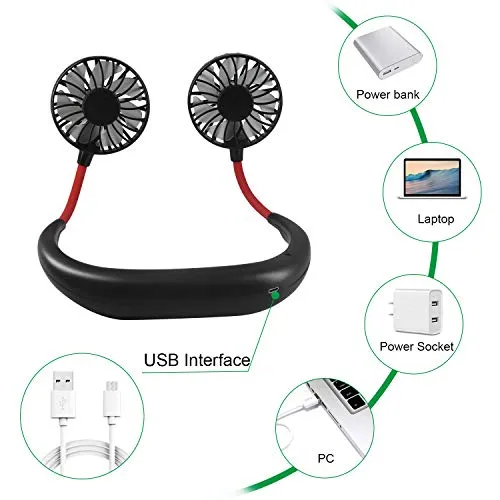 Hanging Neck Fan - Hand Free Portable Neck Sports Fan