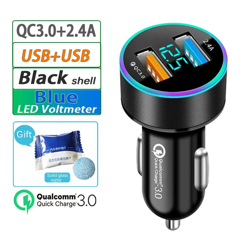 High Quality 3.1A Dual USB Car Charger 2 Port LCD Display Voltmeter 12-24V Cigarette Lighter Socket Car Charger Adapter