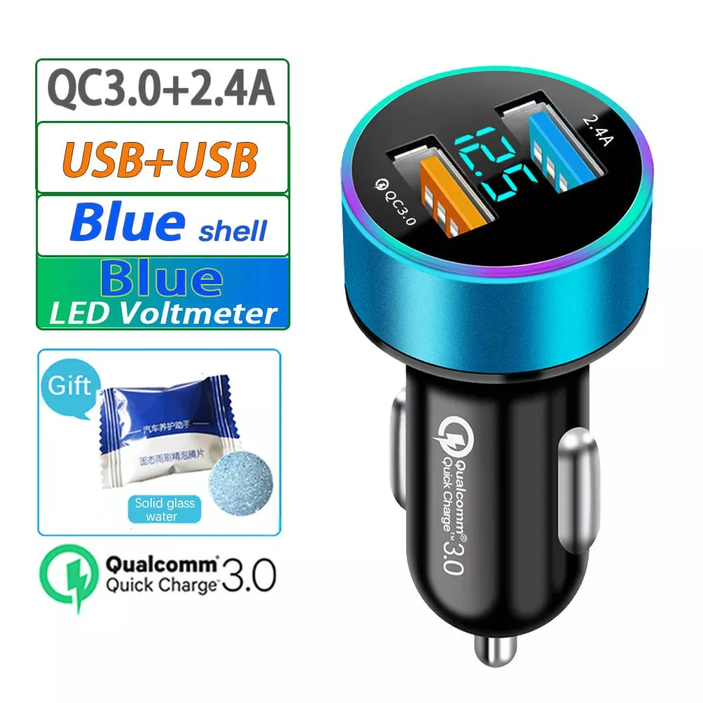 High Quality 3.1A Dual USB Car Charger 2 Port LCD Display Voltmeter 12-24V Cigarette Lighter Socket Car Charger Adapter