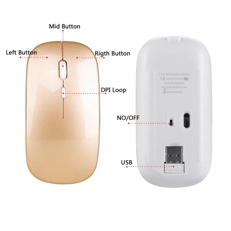 HXSJ M80 Wireless Optical Mouse - 2.4GHz, 1600DPI, Adjustable Speed, Mute Design