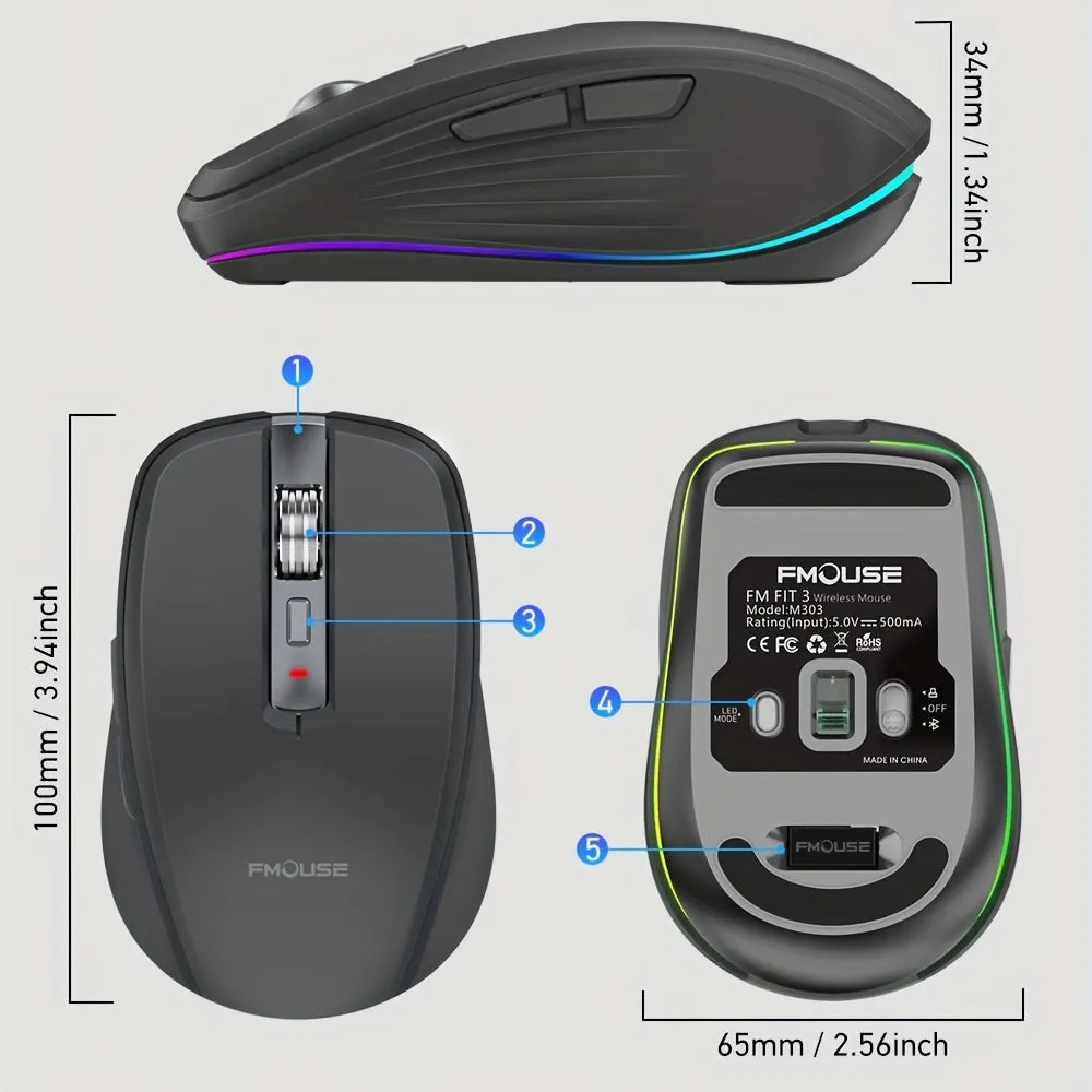 Illuminate Your Workspace with the Rechargeable Dual Mode Wireless Mouse