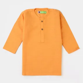 Infant Boys Cotton Slub Basic Kurta (Goldish)-Citrus