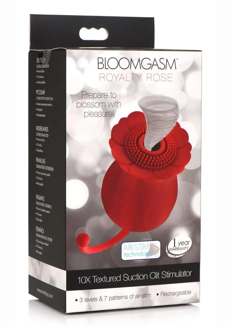 Inmi Bloomgasm Royalty Rose Rechargeable Silicone Textured Suction Clitoral Stimulator