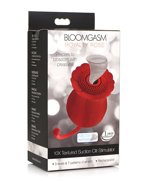 Inmi Bloomgasm Royalty Rose Textured Suction Clit Stimulator - Red