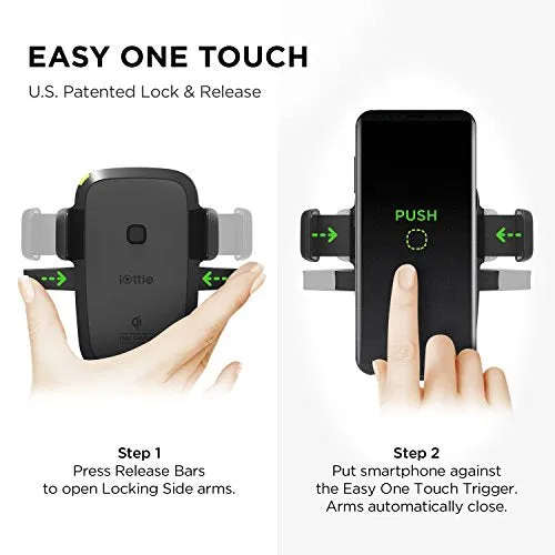 iOttie Easy One Touch Qi Wireless Charger Vent Mount | Fast Charge for Samsung Galaxy S10 E S9 S8 Plus Edge, Note 9 & Standard Charge for IPhone XS Max XS 8 Plus & Qi Devices |   Dual Charger