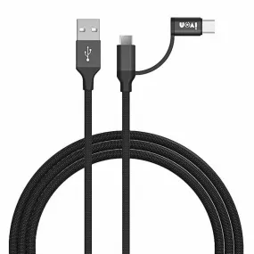 IVON CA52 2 in 1 2.4A USB to Type-C & Micro USB Charging Data Cable - 1m Length