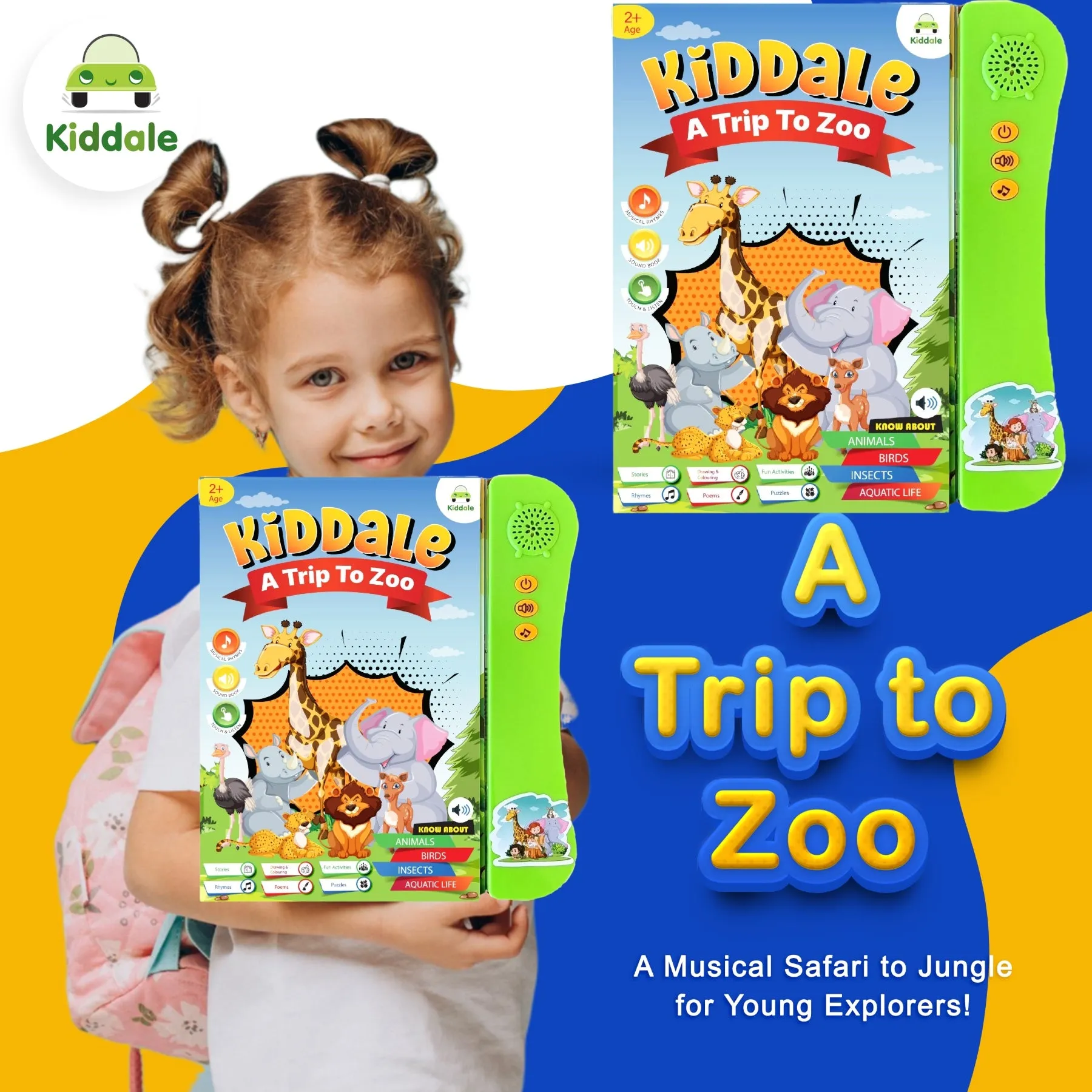 Kiddale Musical Book on Animals with Activities, Stories and Rhymes(1 )