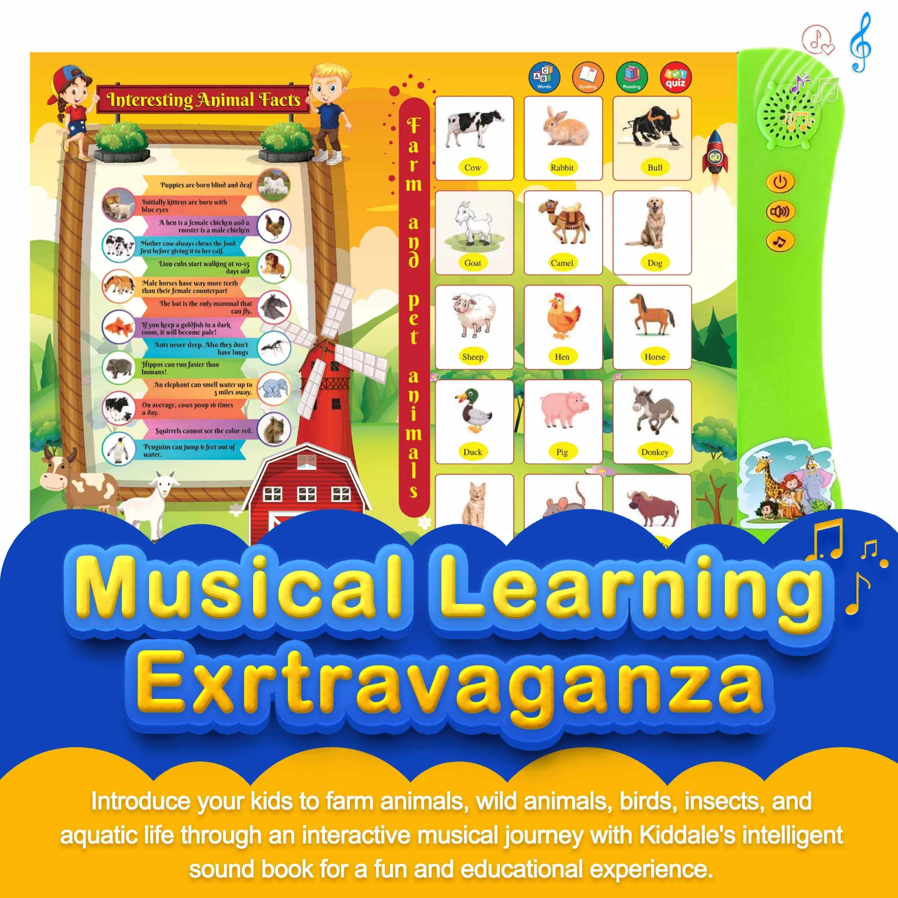 Kiddale Musical Book on Animals with Activities, Stories and Rhymes(1 )