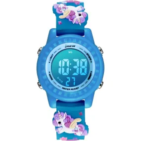 L LAVAREDO Kids Watches Girl Watches Sports Waterproof 3D Cute Cartoon Digital 7 Color Lights Wrist Watch for Kids - DJS-DarkBlue