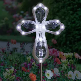 Large Acrylic and Metal Solar Cross Garden Stake with LED lights, 6.5 by 39 Inches