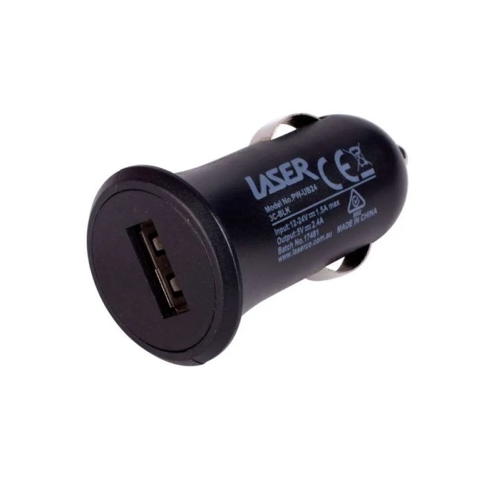 Laser 2.4A Car Charger 3-in-1 Charging Cable Black